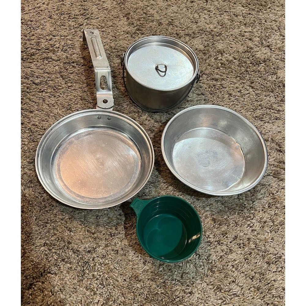 Vintage PALCO Pure Aluminum 5 Piece Nested Camping Cook Mess Kit